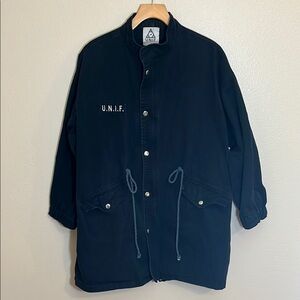 UNIF Black Cotton Drawstring Jacket